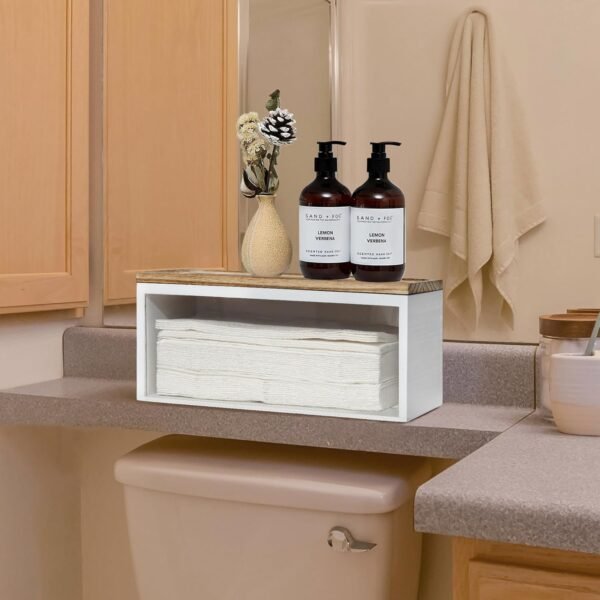 Solid Wood Paper Towel Dispenser Wall Mounted, Folded Paper Towel Holder with Lid, Commercial C-Fold, Z-Fold, Trifold Hand Paper Towel Holder Dispenser for Bathroom Kitchen Office - Image 4