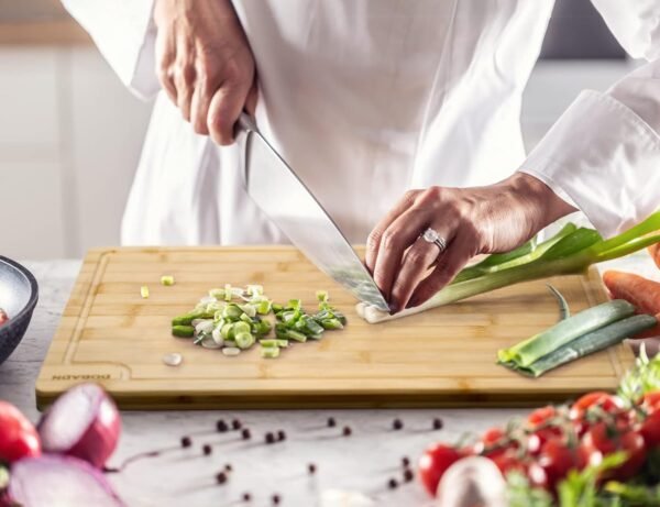 Bamboo Cutting Board Set for Kitchen,Set of 3 Chopping Boards with Juice Groove, Natural Wood Cutting Boards with Stainless Steel Holder, Cutting Board Set for Butcher Block, Cheese, Vegetables - Image 7