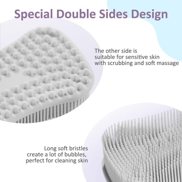 TOPHOME Cleaning Brush Multipurpose Scrubber for Kitchen, Silicone Sponge, Brush Pot Pan Dish Bowl, Wash Fruit and Vegetable, Pot Holder (Grey)-1pc - Image 2