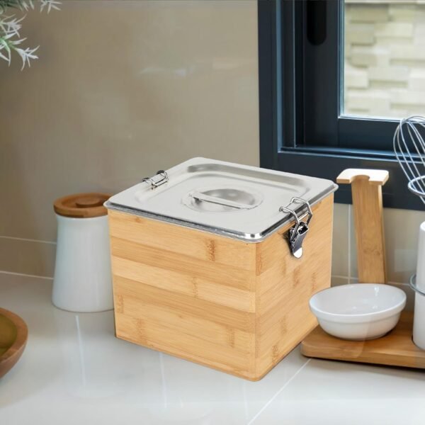 AQQHSAIN Compost Bin Kitchen with Lid Countertop Compost Bin Indoor Large Compost Bin Kitchen Odorless Smell Proof Composter Indoor with Stainless Steel Insert (Brown, 3L) - Image 6