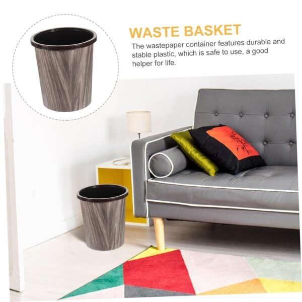 Imitation Wood Grain Trash Can Trash Can with Lid Bathroom Garbage Trash Can Favors Garbage Bin Bathroom Bin Litter Wicker Basket Infuser Kitchen Compost Bin Trash Cans PVC Plastic - Image 5