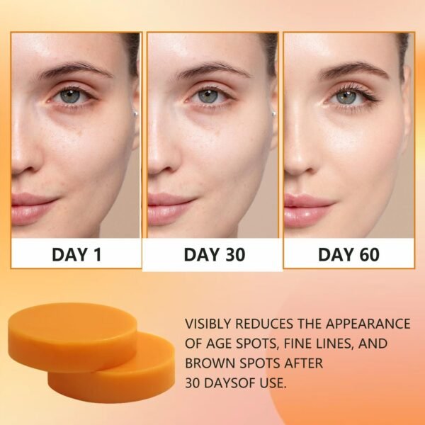 20 - Count Compressed Facial Sponges, 2 - Count Turmeric Kojic Soap, Kojic Acid Dark Spot Remover Soap Bars with Vitamin C, Retinol, Collagen, Turmeric (1 Set, Round Pink） - Image 3