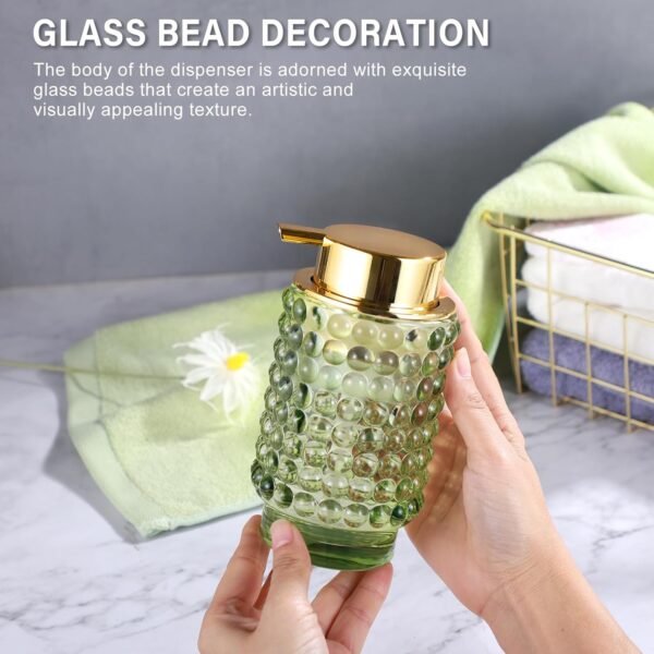 Glass Foaming Hand Soap Dispenser Foaming Soap Dispenser for Bathroom Decor Soap Dispenser with Pump（Foam Type/Green） - Image 2