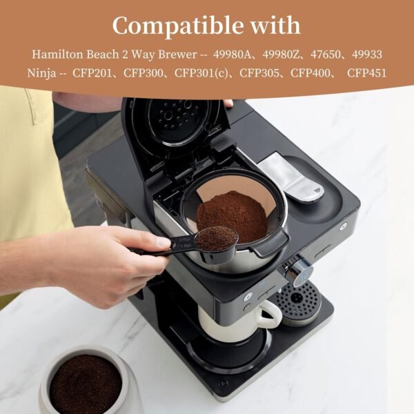 2PCS Reusable Coffee Filters for Ninja, Premium Gold Coffee Filter, No.4 Cone Coffee Maker Filters for Coffee Lovers, Compatible with Ninja Dual Brew Pro Reusable Coffee Filter - Image 3