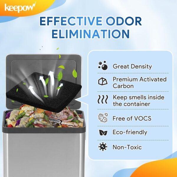 KEEPOW 8 Pack Trash Can Deodorizer Compatible with EKO Trash Can, Activated Charcoal Odor Absorber for Trash Can and Compost Bin, Garbage Can Deodorizer for Indoor Kitchen Compost Bucket (Square) - Image 7