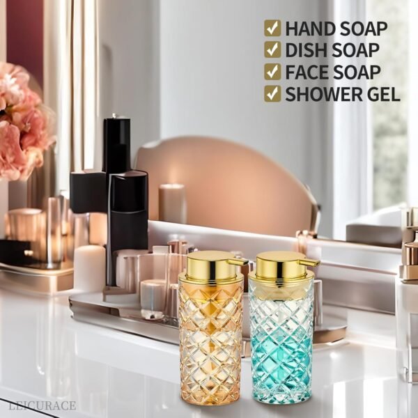 Glass Foam Soap Dispenser, Refillable Foaming Dispenser with Gold Pump, Foam Hand Soap Dispenser for Bathroom Kitchen, Modern Home Bathroom Decor （Foam Type/Clear） A35-1 - Image 7
