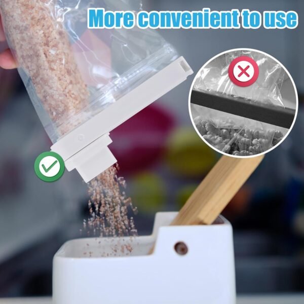 3pcs Seal & Pour Food Bag Clips, White Plastic Cap Sealer Clips Versatile Food Storage Sealing Clips Reusable Sealing Clip with Pour Spout for Cereal Snacks and More - Image 4