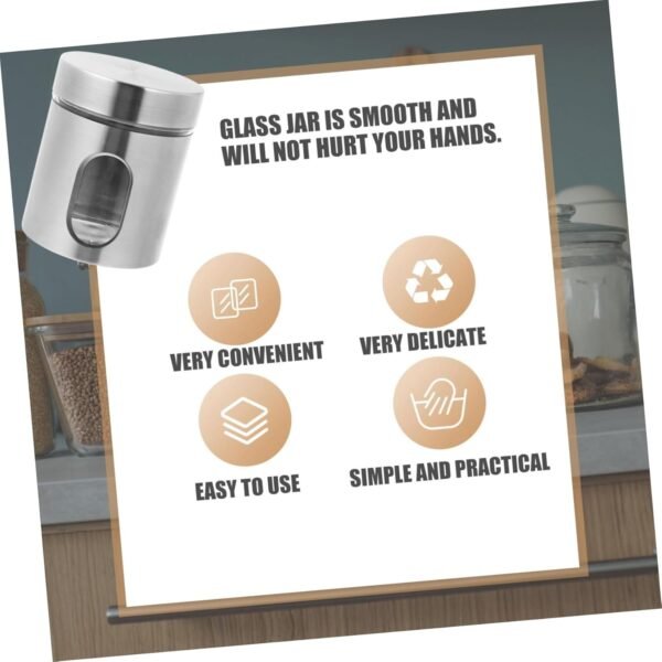 MAGICLULU 2 Pcs Stainless Steel Storage Tank Tea Canister Window Spice Jar Coffee Bean Jar Airtight Coffee Container Food Containers Storage Container Food Sugar Jar Bottle Tins Silver Glass - Image 6