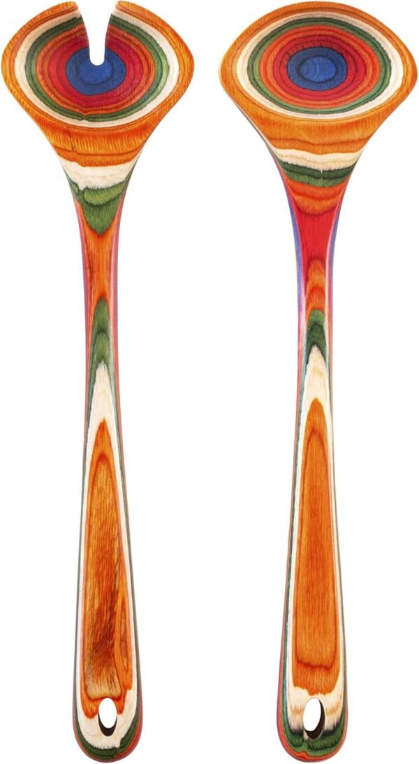 Baltique Marrakesh Collection Wooden Salad Serving Utensils Set, 11-3/4" Long