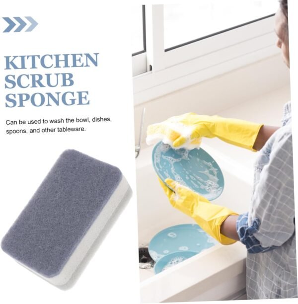 10pcs Three-Layer Scouring Sponge Kitchen Scrubbers Kitchen Cleaning Sponges Non Scratch Sponges Sink Sponge Washing up Natural Sponge Dish Scrub Brush Pot Cleaning Pads Wipes Grey - Image 5