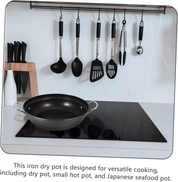 Large Capacity Shallow Soup Hot Pot Hotpot Pot Deep Frying Pan Dish Drying Rack Shallow Cookware The Wok Griddle Pans Big Pots for Cooking Korean Ramen Pot Metal Wok Home Wok Iron Cabilock - Image 4