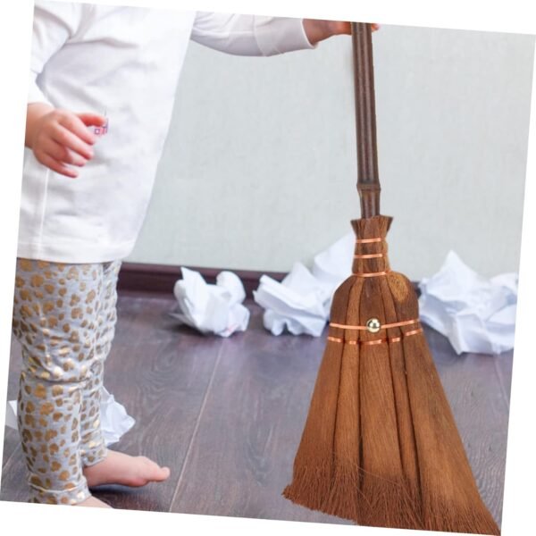 2 Pcs Children's Broom Asian Cleaning Gadgets Natural Whisk Sweeping Floor Cleaning Multi Cleaner Tool Tall Dustpan Brush Natural Broom Mini Whisk Natural Palms Broom Brown Silk - Image 5