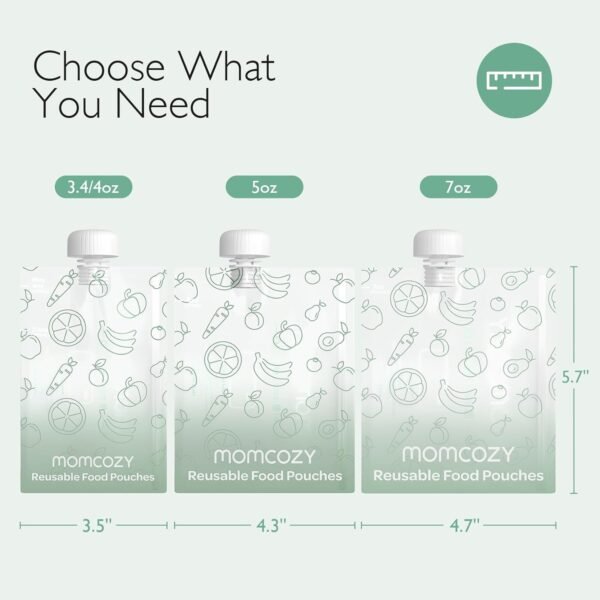 Momcozy Reusable Baby Food Pouches for Toddlers,BPA Free Plastic,Food Safe,Freezer Safe,Refillable for Applesauce Yogurt & Puree Squeeze Pouch,10 Packs,5oz - Image 9