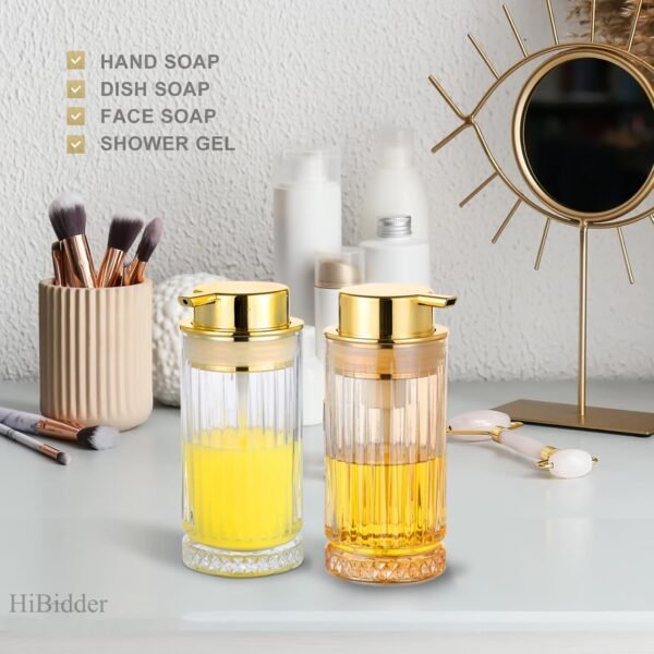 Glass Foaming Soap Dispenser with Gold Pump, Foam Hand Soap Dispenser for Bathroom, Kitchen, Modern Home Decor （Foam Type/Clear） B032 - Image 6