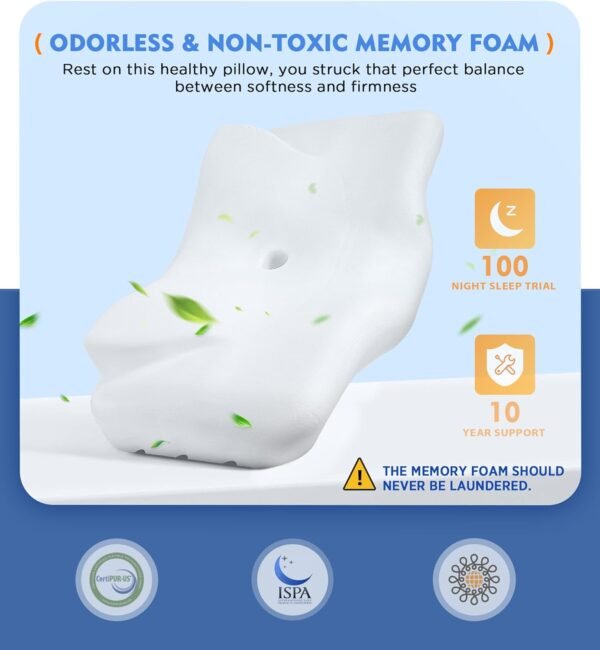 Osteo Cervical Pillow for Neck Pain Relief, Hollow Design Odorless Memory Foam Pillows with Cooling Case, Adjustable Orthopedic Bed Pillow for Sleeping, Support for Side Back Sleepers - Image 5