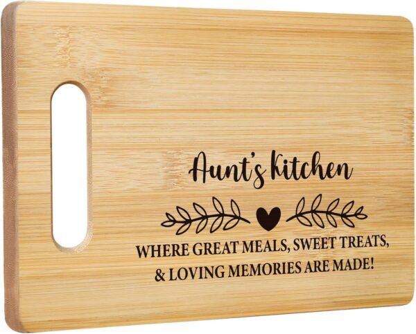 Aunt Gifts Cutting Boards for Kitchen, Aunt Gifts from Niece Nephew, Aunt Auntie Bamboo Cutting Board Gifts for Aunts, Aunt’s Kitchen Where Great Meals Sweet Treats & Loving Memories Are Made