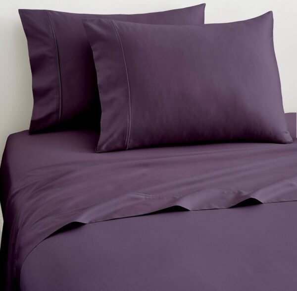 Extra-Deep-Pocket 100% Organic Cotton Bed Sheets |Queen, Plum| - Organic Sheets - 1000-Thread-Count Organic Cotton Sateen Sheets - 24-Inch Deep-Pocket Organic Certified Cotton-Sheets - Image 3