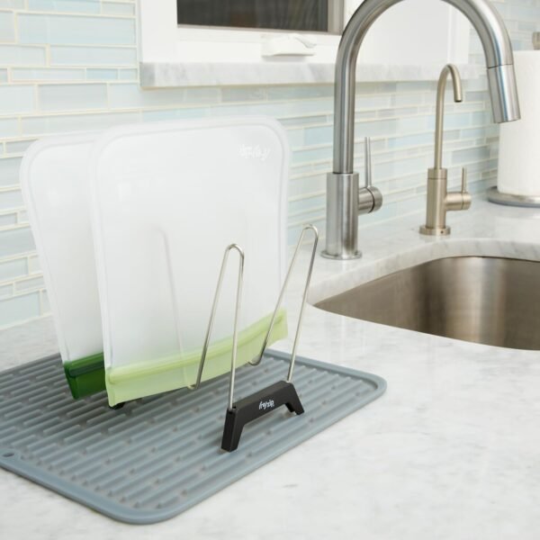 (re)zip Reusable Bag Drying Rack and Organizer | Includes 2 Reusable Leakproof Flat Lunch Bags | Wide Prongs for Drying, Vertical Storage for Easy Access | Disassembles for Effortless Storage - Image 8