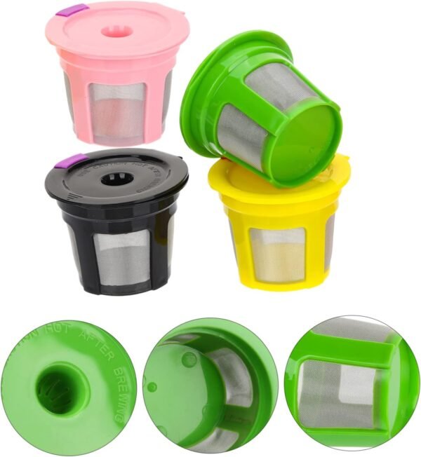 OSALADI 2sets Coffee Machine Filter Cafe Capsule Syrup Kettle Reusable Coffee Filter Machines Coffee Electric Coffee Filters Packets Pour Espresso Ground Coffee Filter Coffee Maker 4pcs*2 - Image 4