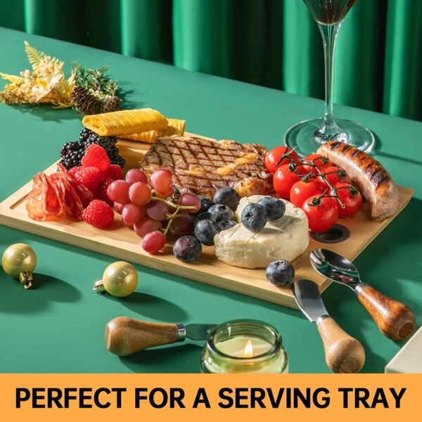 Bamboo Cutting boards for Kitchen, Wood Cutting board with Non-Slip Rubber Feet, Juice Groove & Tilt Handle, Non-Slip Chopping Board for Meat, Fruit for Prep, Pre Oiled, 12" x 8" x 0.6" - Image 8