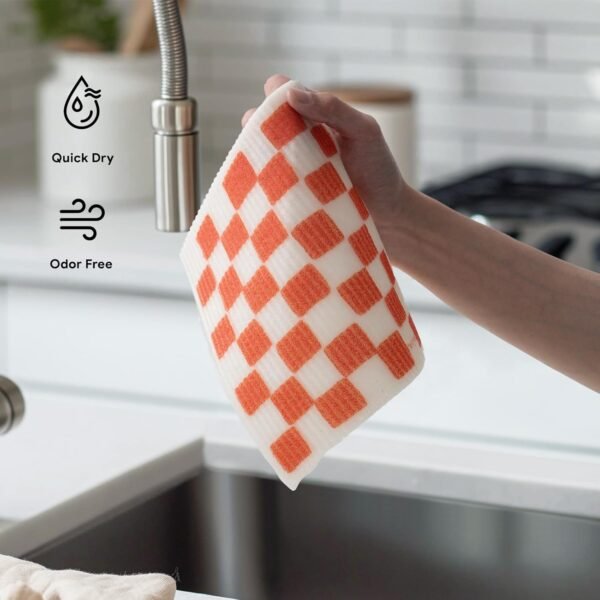 RECYCO Swedish Dishcloths for Kitchen | 6 Pack Modern Geo Washable Dish Rags | Cellulose Reusable Cleaning Paper Towels | Absorbent Counter Dish Cloth Sponge Kitchen Wipes, 8" L x 7" W - Image 6