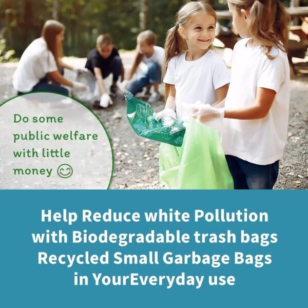 Small Trash Bags 1.2 Gallon 120 Counts Biodegradable Food Waste Bags, Mini 5L Garbage Bags Compost Strong Bathroom Bin Liner Recycle Rubbish Bag for Home Kitchen Office Pet, Green - Image 6