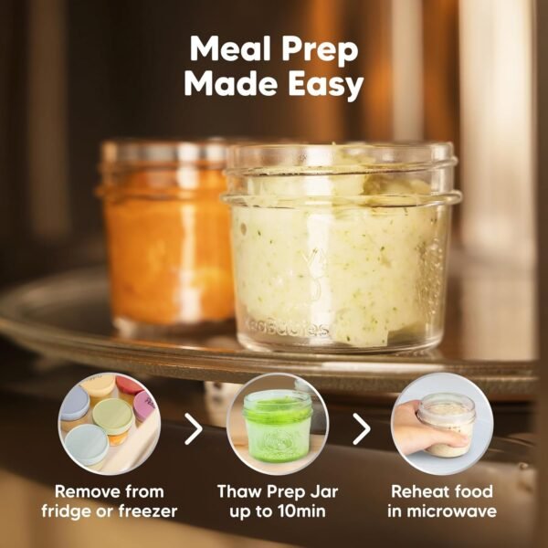 KeaBabies 12pk 4oz Glass Baby Food Containers - Leak-Proof, Microwavable Small Baby Glass Jars with Lids, Baby Food Storage Containers, Baby Snack Containers, BPA-Free Baby Food Jars (Nord) - Image 9