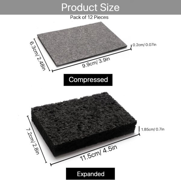 VANANA Biodegradable Kitchen Sponges Washing Up, Natural Compostable Cellulose Cleaning Sponges Colourful Sponge for Home Car Daily Use (12, Black) - Image 4