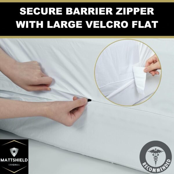 MATTSHIELD Ultimate 3-Piece Kit - Bed Bug-Proof Mattress Cover King + 2 Pillow Protectors - Organic Cotton Terry Top - 6 Sided Waterproof Mattress Protector Zippered - Breathable & Skin-Friendly - Image 4