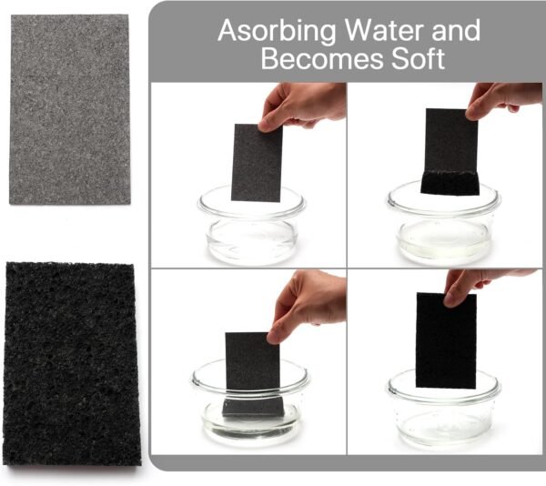 VANANA Biodegradable Kitchen Sponges Washing Up, Natural Compostable Cellulose Cleaning Sponges Colourful Sponge for Home Car Daily Use (12, Black) - Image 3