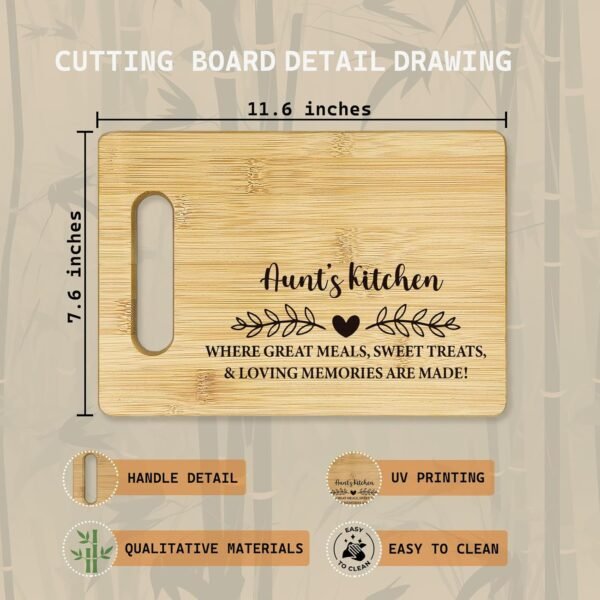 Aunt Gifts Cutting Boards for Kitchen, Aunt Gifts from Niece Nephew, Aunt Auntie Bamboo Cutting Board Gifts for Aunts, Aunt’s Kitchen Where Great Meals Sweet Treats & Loving Memories Are Made - Image 7