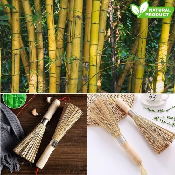 Bamboo Whisk and Wok Brush, Bamboo Cleaning Brush for Dishes, Bamboo Kitchen Brush, Pot and Pan Cleaner, Bamboo Wok Brush, Bamboo Brush for Dishes, Bamboo Scrubber (1) - Image 4