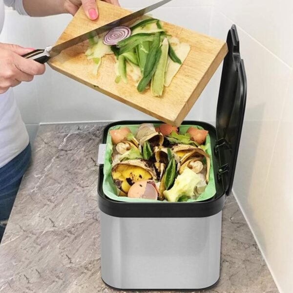 Compost Bin for Kitchen Countertop, Compost Bucket Indoor Kitchen Sealed, Food Waste Caddy, 1.13 Gallon Kitchen Compost Container with Lid, Compact and Easy Clean, Black Matte - Image 3
