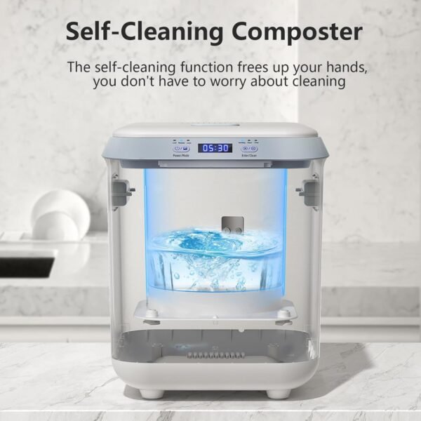 Electric Composter for Kitchen, 2.5L Compost Bin Kitchen Countertop for Indoor, Smart Food Compost Machine with Updated Grinding Blade, Odorless, Auto-Cleaning, Turn Waste to Pre-Compost for Plants - Image 6