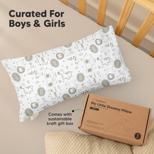 Toddler Pillow with Pillowcase - 10x18 My Little Dreamy Pillow, Organic Toddler Pillows for Sleeping, Kids Pillow, Small Pillows, Toddler Travel Pillows for Sleeping, Toddler Bed Pillows (KeaSafari) - Image 9