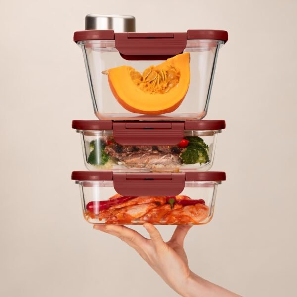 SealVax® SEASON•SEAL Patented Vacuum-Sealed Glass Food Storage & Cycle Marinating Set with Auto-Stop Vacuum sealer, includes 75 fl oz and two 46 fl oz containers (Reddish-Brown) - Image 8