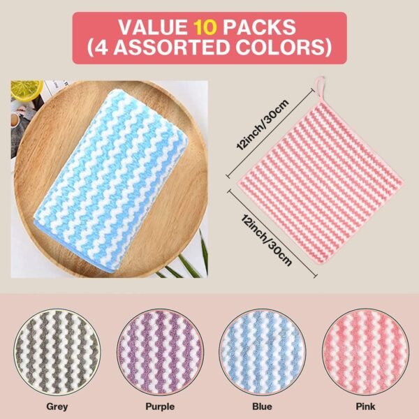 AMITER Kitchen Dish Towels, 100% Cotton Kitchen Towels and Dishcloths Set, 10 Pack Dish Cloths for Washing Dishes Dish Rags for Drying Dishes Kitchen Wash Clothes Cleaning Towel - Image 3