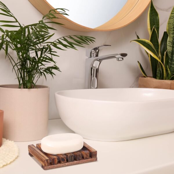Skylety Shower Soap Holder Wooden Soap Dish Draining Soap Saver Soap Tray Soap Case Soap Stand for Bathroom Kitchen Travel Sponge Shampoo Sink, 4.5 x 3.1 x 0.9 Inches (Brown Color,30 Pieces) - Image 5