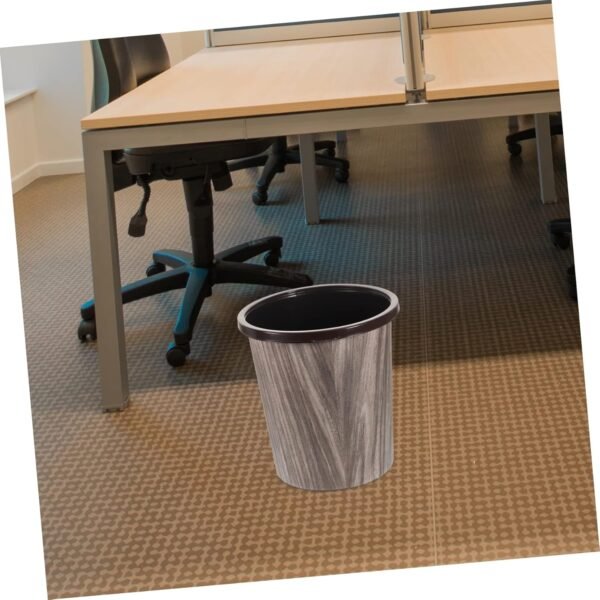 Cabilock Imitation Wood Grain Trash Can Office Garbage Bin White Trash Can Compost Modern Trash Basket Wicker Trash Can Washroom Trash Cans Bathroom Bin Sink Wastebasket Novelty PVC Plastic - Image 4