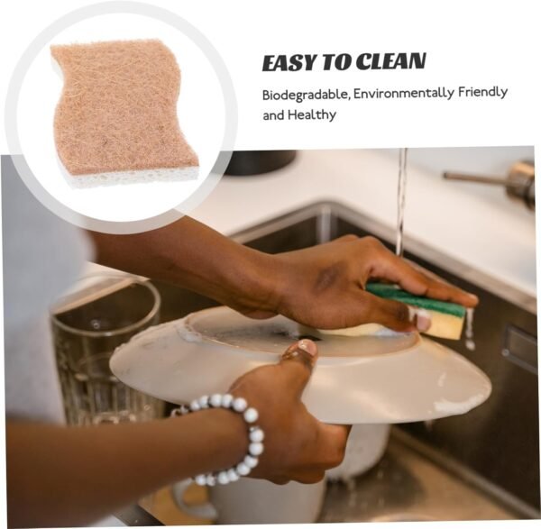 9pcs Kitchen Dish Sponge Dishwashing Scrubber Kitchen Cleaning Sponges Bowl Wash Sponges Wok Sponge Scrubber Pads Scouring Pad Dish Cleaning Sponges Natural Kitchen Sponges Sisal - Image 6