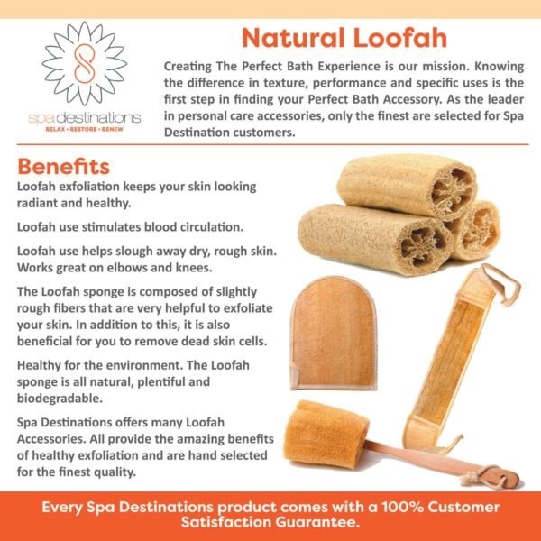Premium Natural Exfoliating Loofah Glove Pad Body Scrubber by Spa Destinations. Mitt Sponge Biodegradable Bath and Shower Luffa Sponge, Women and Men (2 Pack) Beige - Image 4