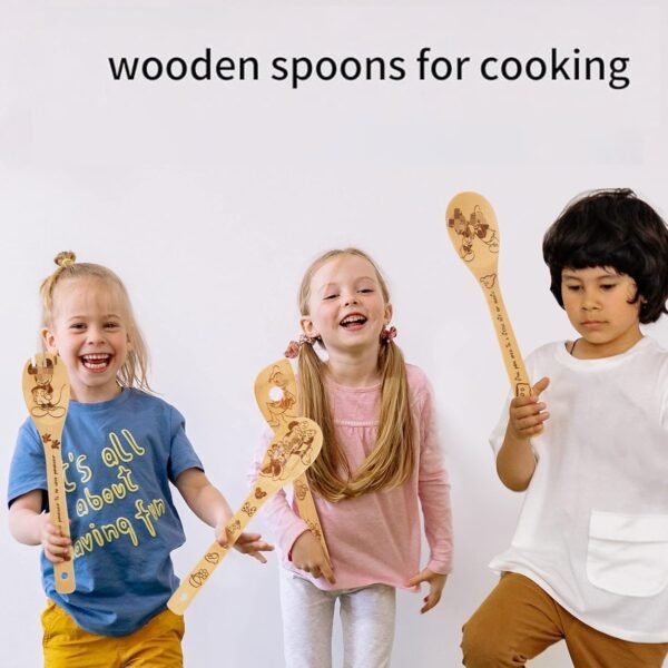 Wooden Spoons for Cooking, Bamboo Cooking Kitchen Utensils Set, Housewarming Birthday Anniversary Present for Friend (6PCS) - Image 7