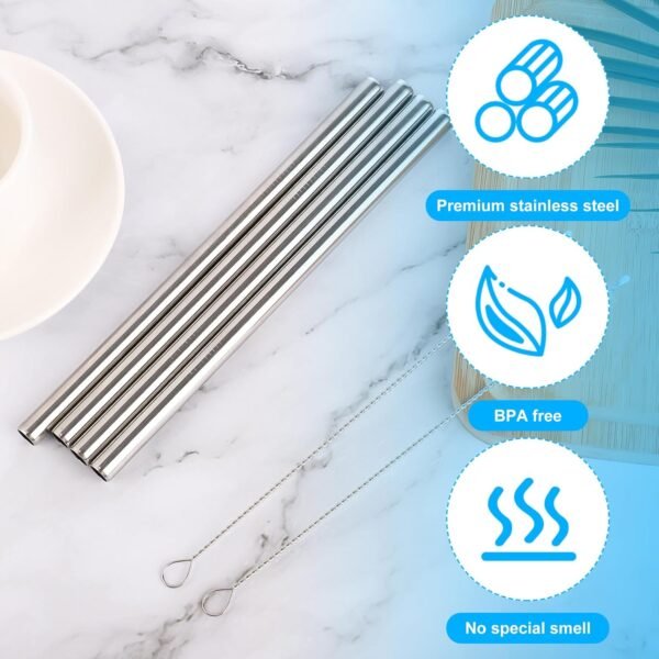 4pcs Water Bottle Straws for Owala 24oz 32oz, Stainless Steel Metal Straws Replacement with 2 Straw Cleaners Reusable Tumbler Straws Bottle Accessories Parts for Indoor Outdoor Sports Trips - Image 3