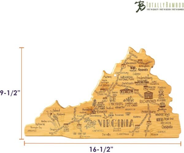 Totally Bamboo Destination Virginia State Shaped Serving and Cutting Board, Includes Hang Tie for Wall Display - Image 6