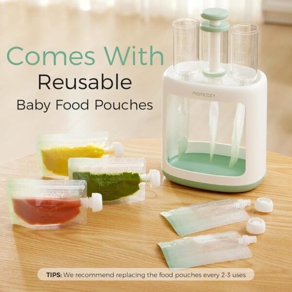 Momcozy Baby Food Maker for Puree Food Storage, Precise Capacity Squeeze Station, Save Time & Efficient, No Food Splashing, Baby Essentials, with 5pcs Reusable Portable Food Storage Bags for Outdoor - Image 6