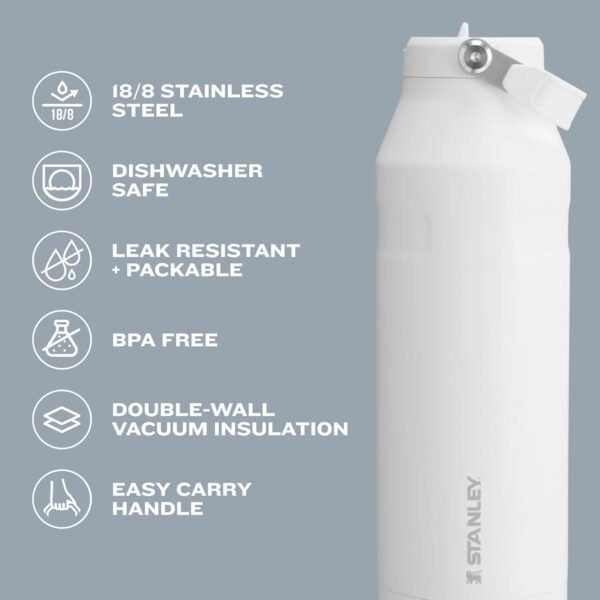Stanley IceFlow Flip Straw 2.0 Water Bottle 36 OZ | Built-In Straw with Larger Opening | Lightweight & Leak-Resistant | Insulated Stainless Steel | BPA-Free | Black 2.0 - Image 6