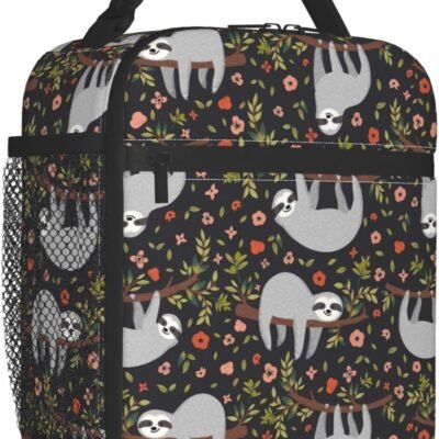 Cute Sloth Portable Lunch Box Insulated Reusable Bento Box Lunch Bag Tote For Men Women