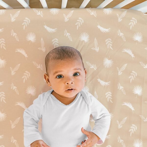 The Peanutshell 4-Pack Organic Fitted Crib Sheet Set - Soft & Breathable Baby Girl or Boy Crib Sheets, 100% Jersey Cotton Nursery Decor, Fit for Standard Crib Mattress Sheet - Caramel Safari - Image 3