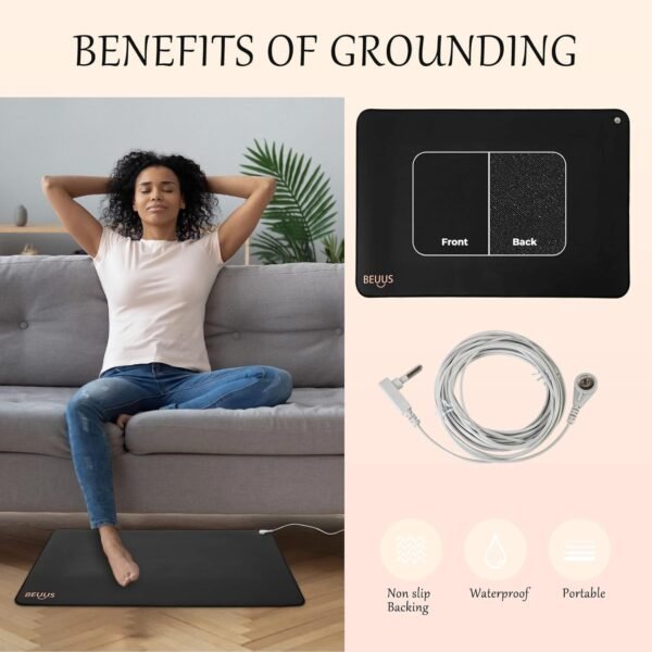 Grounding Sheets with Grounding Mat, 95% Organic Cotton + 5% Pure Silver Fiber, Grounding Sheet Earth Connected Bedding Fitted Earth Sheets with Grounding Cord (Gray, Queen-60"x 80"×15’’) - Image 4
