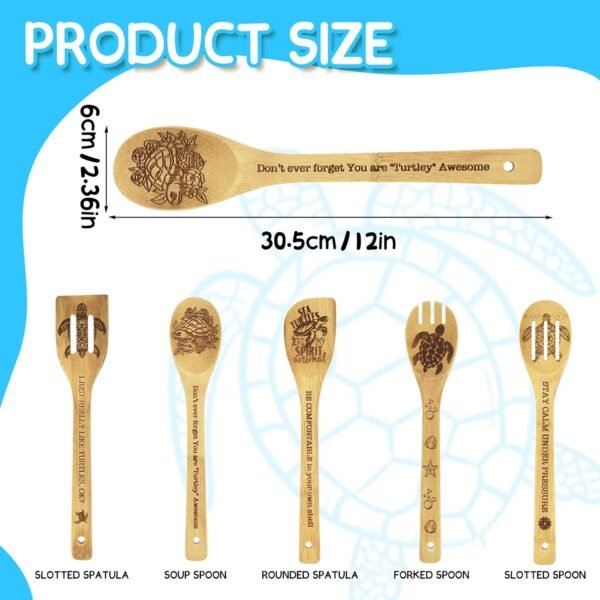 Sea Turtle Gifts for Women 6PCS Unique Sea Turtle Print Bamboo Spoons Gifts Set with Sea Turtle Keychain Sea Turtle Decor Kitchen Gifts for Women Mom - Image 7